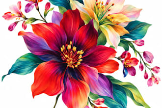 draw botanical illustration of flowers