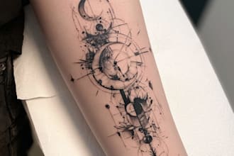 create small minimalistic ornamental fine line tattoo