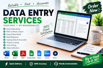 do accurate data entry, copy paste, typing and web research