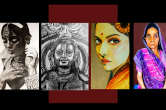 draw a realistic custom graphite or charcoal pencil portrait