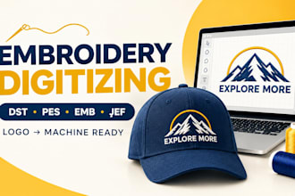 do embroidery digitizing, logo digitizing and convert to dst pes emb jef