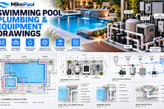 create swimming pool plumbing, equipment and technical drawings