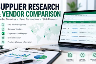 research suppliers and create a professional vendor comparison