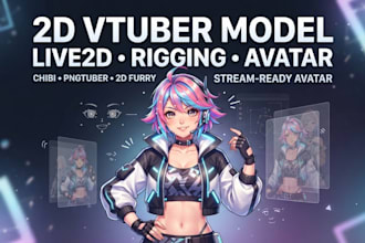 2d vtuber avatar, live 2d model, live 2d vtuber rigging, png tuber, chibi