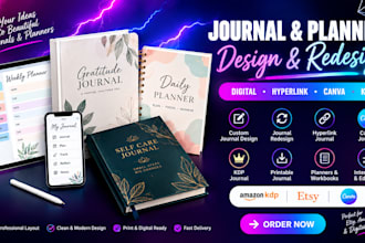 journal design, redesign, digital, hyperlink journal, canva journal, kdp journal
