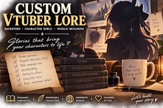 write your custom vtuber lore, backstory, and character bible