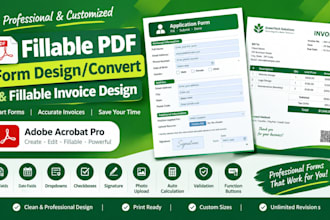 create fillable PDF forms and fillable invoices design