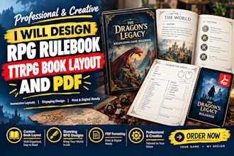 design rpg rulebook, ttrpg book layout and pdf