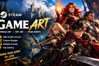 design professional steam game art, capsule art and steam page assets