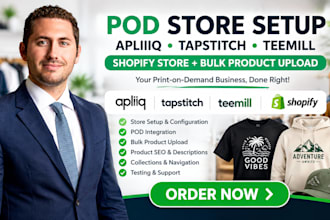setup apliiq tapstitch shopify pod teemill pod bulks products upload store setup