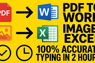 retype PDF to word, image to excel, any typing work in 2 hours