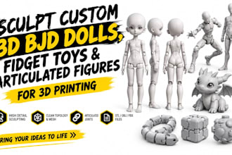 sculpt custom 3d bjd dolls, fidget toys and articulated figures for 3d printing