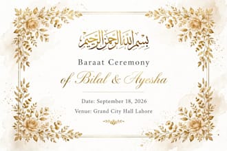 design luxury islamic wedding  and  shaadi invitation card