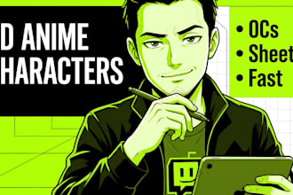 generate original 2d anime character design, anime oc, character sheet