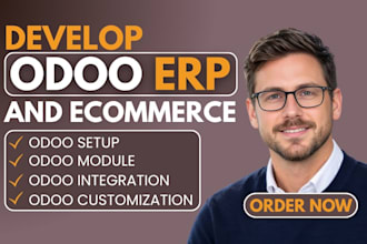 develop and customize odoo erp CRM, ecommerce, website and custom modules