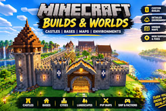 build minecraft map medieval base and immersive environment