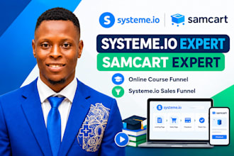 build systeme io website, online course sales funnel, samcart landing page