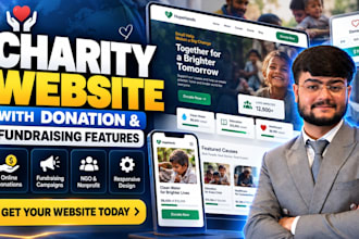 build charity website with donation and fundraising features