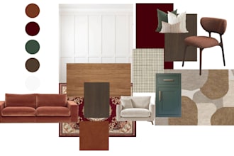 create interior design mood board, layout and shoppinglist