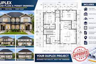 create duplex house plans and permit drawings for residential projects