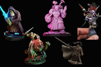 create custom 3d miniature, character sculpt and stl model for printing