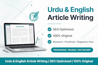 write seo optimized urdu and english articles