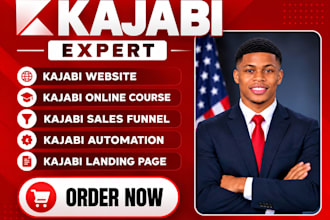build kajabi website, online course, sales funnel and landing page