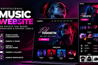 create a music website for music artist, producer, dj, band or record label