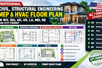 civil, structural engineering mep hvac floor plan in wv, wa, ak, de, la, MD, ne