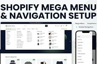 setup shopify mega menu, navigation, dropdown menu and store menu