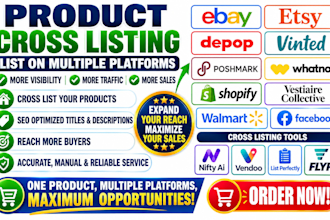 list products on ebay, poshmark, whanot, depop, shopify and other marketplaces