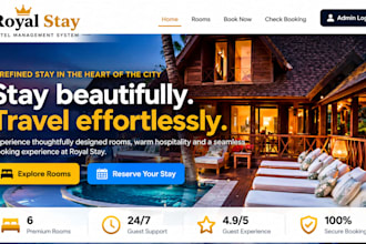 create a professional hotel management website with online booking