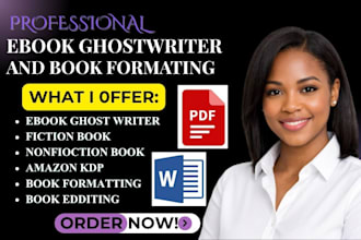 ghostwrite 80,000 words as book and ebook writer