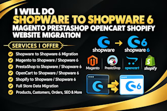 do shopware to shopware 6 magento prestashop opencart shopify website migration