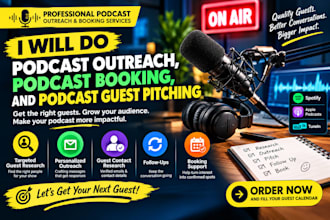 do podcast outreach, podcast booking, and podcast guest pitching