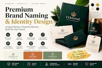 create a premium brand name, tagline and brand identity for your business