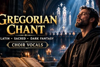 record gregorian chant, dark fantasy, choir vocals, sacred chant, latin chant