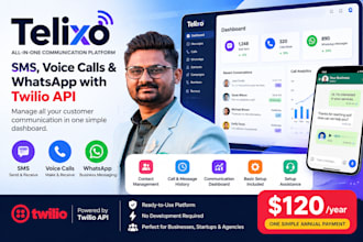 provide twilio API integration for SMS, voice calls and whatsapp