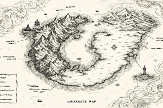 draw fantasy map for your book, rpg, 4k dnd with inkarnate map illustration