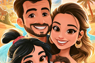 portrait in disney cartoon illustration
