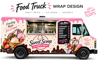 create amazing food truck wrap for your car, van, vehicle, truck wrap