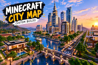 build a custom minecraft city map, town or modern city