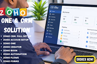 set up zoho one, zoho crm, zoho forms, zoho automation, books, people, creator