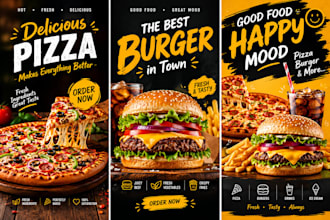 design food, burger, drink or ice cream posters for your business