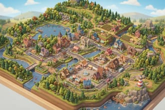 design 3d isometric map, resort map, hotel map and property map