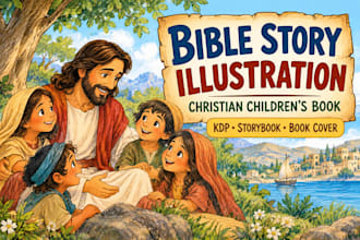illustrate christian children story book, bible story and bible illustration
