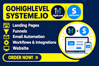 build systeme io website, systeme io landing page, go highlevel funnel, website