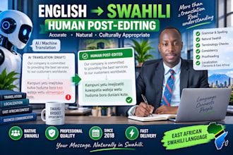 human edit ai and machine translated english to swahili