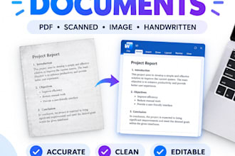 retype scanned pdfs, images and handwritten documents