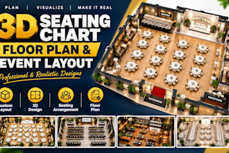 design a professional 3d seating chart, floorplan and event layout